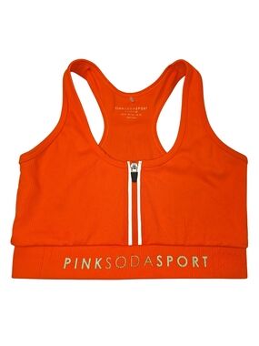 PINK SODA SPORT XS Neon Orange Zip-Front Sports Bra 3576-AN